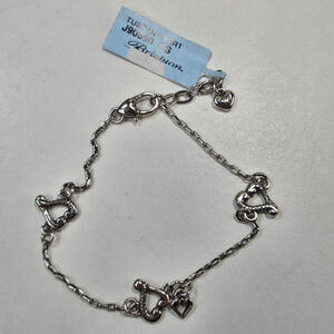 NWT Brighton Charm Bracelet Tuscan Heart Silvertone 8" - 9" Adjustable Dainty
